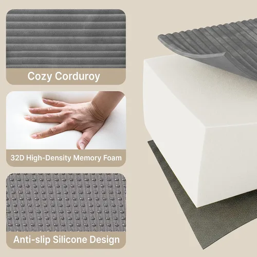Vista 5 de Sofá seccional modular de 135" Sofá moderno de nube con diván en forma de L Gris