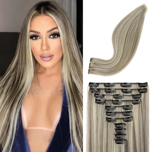 Vista 31 de REECHO Extensiones de cabello, 11 piezas de extensiones de cabello con clip de 24 pulgadas de largo, lacio, HE005, extensiones sintéticas naturales