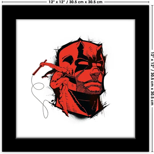 Vista 6 de Trends International Gallery Pops Marvel Comics Daredevil - Póster de pared con insignia de diablo rojo, 12.00 x 12.00 pulgadas, versión de marco