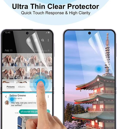 Vista 5 de Protector de pantalla de hidrogel de alta sensibilidad para Samsung Galaxy Z Flip 6/Z Flip 7 FE, 2 piezas mejoradas de TPU suave transparente