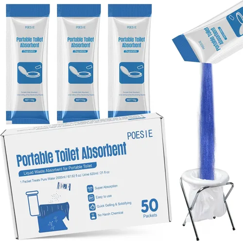 Vista 9 de Poesie Polvo de Gel Absorbente Poo para Inodoro Portátil Camping Senderismo Exterior Resolución de Orinal Portátil