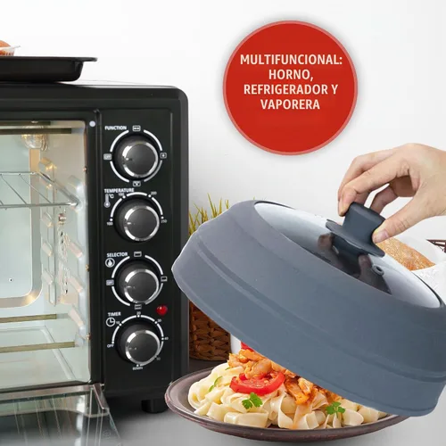 Vista 6 de Javson Cubierta de vidrio para microondas para alimentos, tapa grande de vidrio templado y silicona de 10.8 pulgadas, resistente al calor, protector
