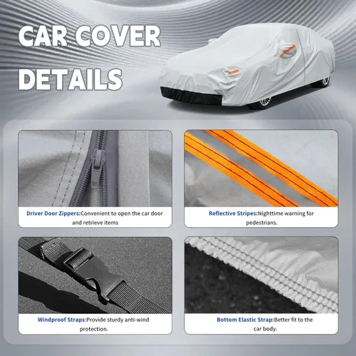 Vista 3 de GUNHYI - Funda de automóvil de 6 capas para Tesla Model 3 (2017-2025), impermeable para todo tipo de clima, protección UV contra la nieve, el sol