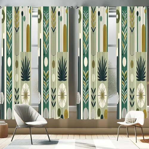 Vista 27 de Ambesonne - Paquete de cortinas de ventana de invierno de 2 unidades, cristales ornamentales de hielo con tiempo frío de enero abstracto, juego