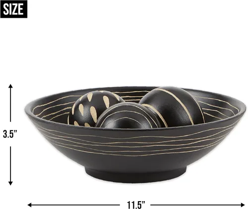 Vista 6 de Gifts & Decor, centro de mesa decorativo de artesano, cuento y pelota, Madera, Negro, diseño 1
