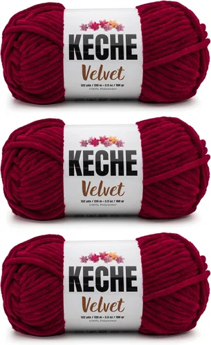 Vista 162 de Keche Hilo para ganchillo, hilo de terciopelo, chenilla suave, manta de bebé voluminosa amigurumi Yarn 3.53 oz (132 yardas) - Arona