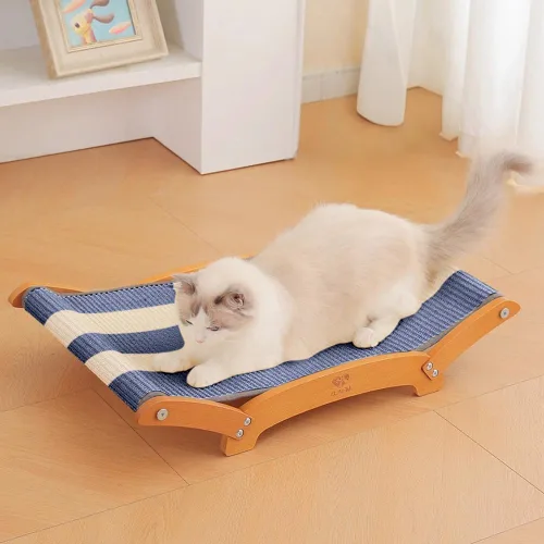 Vista 10 de Cama rascador de sisal extra grande para gatos, poste rascador duradero para gatos con hamaca para gatos de interior, tumbona y dormir y arañazos