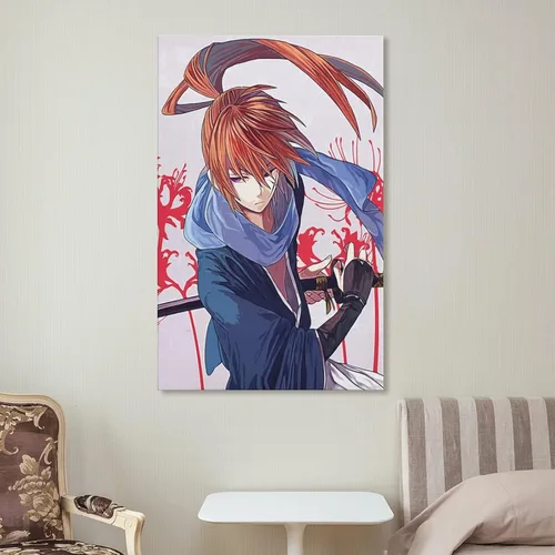 Vista 7 de Póster de anime, Rurouni Kenshin Himura, póster de lienzo para decoración de pared, decoración de habitación, decoración de dormitorio, regalos