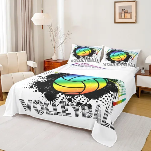 Vista 34 de Erosebridal Juego de sábanas deportivas de tamaño individual, sábanas de béisbol y fútbol, bolsillo profundo, para fútbol, baloncesto, rugby, ropa
