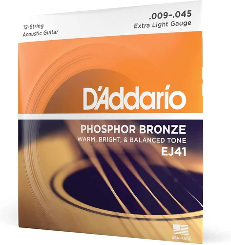 Vista 26 de Cuerdas para guitarra acústica de bronce fosforado D'Addario, blanco negro rojo azul
