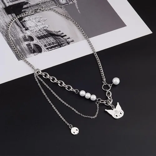 Vista 8 de Collar con colgante de personaje de dibujos animados de acero inoxidable para mujeres, adolescentes, niñas, mejores amigos, mejores amigos, regalo
