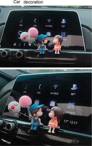 Vista 5 de Lindos adornos para pareja, lindo adorno interior de automóvil para parejas, decoración de automóvil, lindas parejas de dibujos animados, accesorios