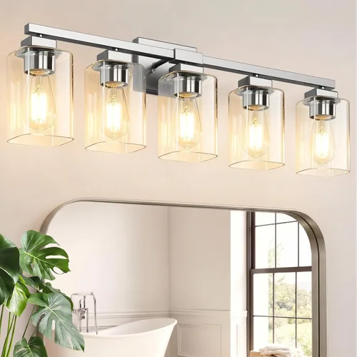 Vista 20 de Lámpara de baño de 3 luces de 19 pulgadas, moderna lámpara de tocador negra, accesorios de iluminación de baño sobre espejo, lámpara de aplique