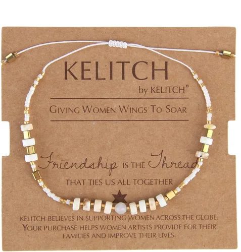 Vista 3 de Kelitch - Pulsera de cuentas de cristal de color bohemio, hecha a mano, joyas de la amistad para el verano