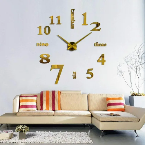 Vista 5 de Reloj de pared 3D DIY, sin marco, grande, 3D, moderno, espejo, calcomanías, decoración para oficina, sala de estar, dormitorio, decoración del hogar