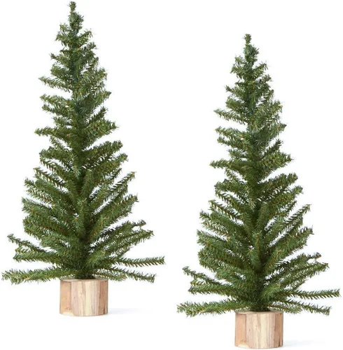 Vista 5 de 2 pequeños árboles de Navidad artificiales de pino canadiense - Mini pinos 10.0 in