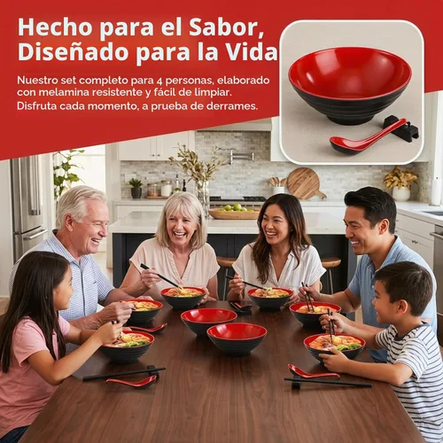 Vista 6 de Lyellfe Juego de cuencos de ramen japonés de 16 piezas, 4 piezas, calidad