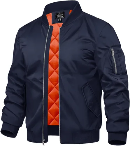 Vista 9 de TACVASEN - Chaqueta bomber para hombre, cortavientos, chaqueta térmica acolchada, abrigada, para invierno