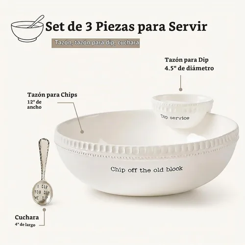 Vista 6 de Mud Pie con cuentas apiladas Chip y Dip Bowl