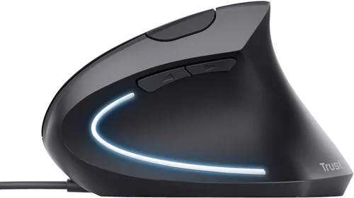 Vista 3 de Trust Verto - Ratón ergonómico con cable, vertical con iluminación LED, 1000-1600 DPI, 6 botones, para usuarios diestros, mouse de computadora