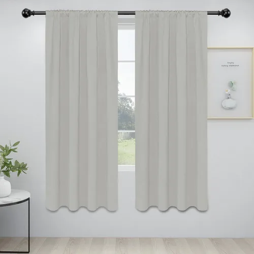 Vista 22 de Easy-Going - Cortinas opacas con bolsillo para varilla para dormitorio, cortinas de ventana para oscurecer la habitación para sala de estar