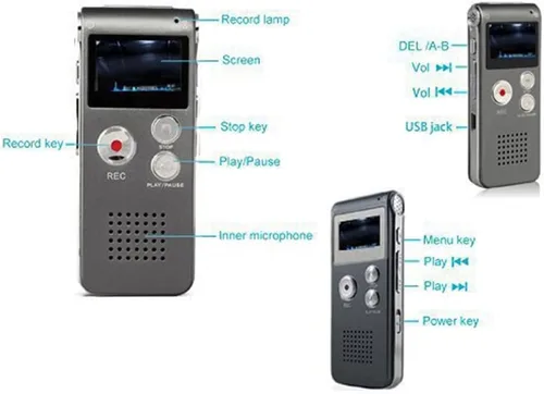 Vista 5 de 16G activado por voz Mini espía Grabadora de audio digital de sonido Dictáfono Reproductor MP3 Regalo Portátil MP3 Grabadora de audio Dictaphone