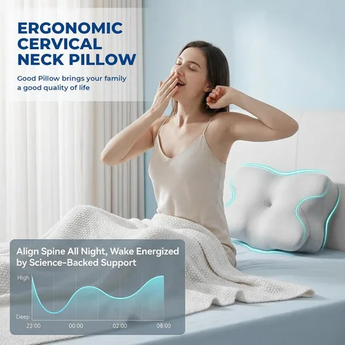 Vista 6 de Pro Sleep - Almohada cervical para aliviar el dolor, almohada ergonómica de espuma viscoelástica para dormir de lado y espalda, almohada ortopédica