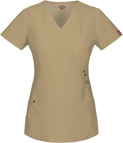 Vista 8 de Dickies Xtreme Stretch Mujer Scrubs Top Mock Wrap 85956 Negro