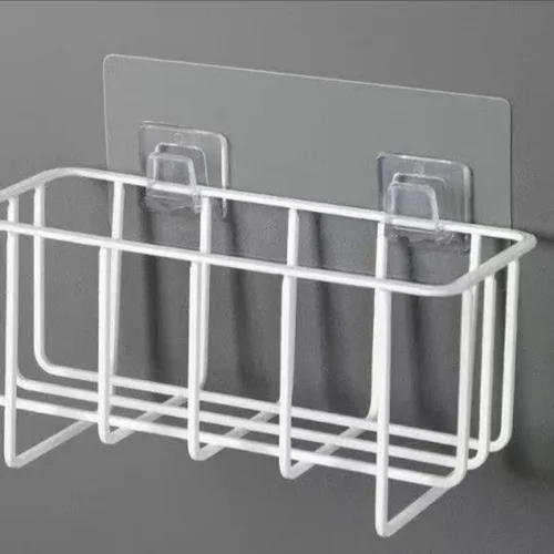 Vista 4 de 4 calcomanías adhesivas de repuesto para cesta de metal plana, ganchos autoadhesivos para cesta de lavandería montada en la pared, estante