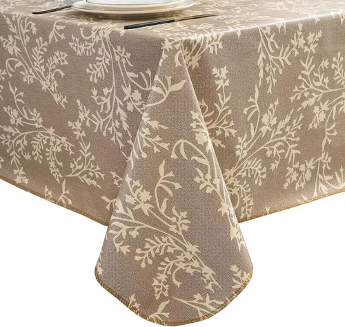 Vista 19 de LIBERECOO Mantel de vinilo resistente con reverso de franela, mantel de plástico impermeable a prueba de aceite, resistente a las manchas, lavable