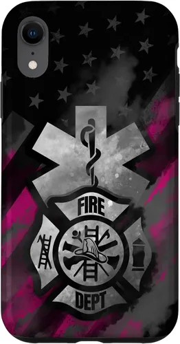 Vista 25 de EMT EMS Firefighter Pink Smoke Line USA American Flag Case for iPhone 17