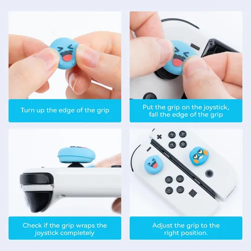 Vista 5 de WISHAVEN Lindas tapas Joycon para agarre de pulgar compatibles con Nintendo Switch Zelda, funda de silicona suave para Nintendo SwitchOLEDLite
