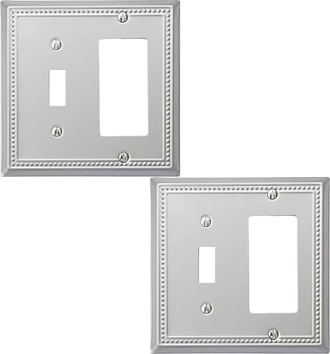 Vista 22 de OKAWYC Belaire - Cubierta para interruptor de luz de decoración individual, placa de pared de metal con cuentas, paquete de 4 unidades de bronce