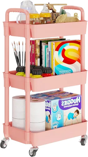 Vista 15 de Carritos de Almacenamiento de 3 Niveles Laiensia, Carrito Rodante Utilitario Multifunción Organizador de Almacenamiento de Cocina, Carrito