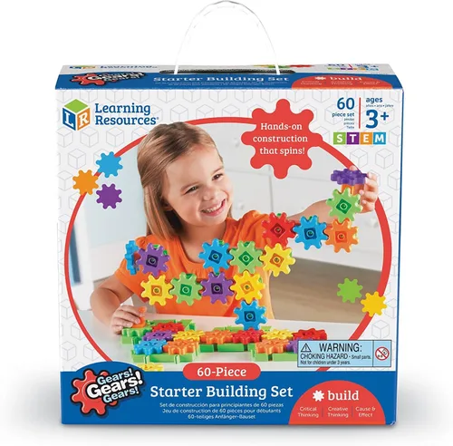 Vista 3 de Learning Resources, Juego de construcción de engranajes para principiantes (60 piezas)