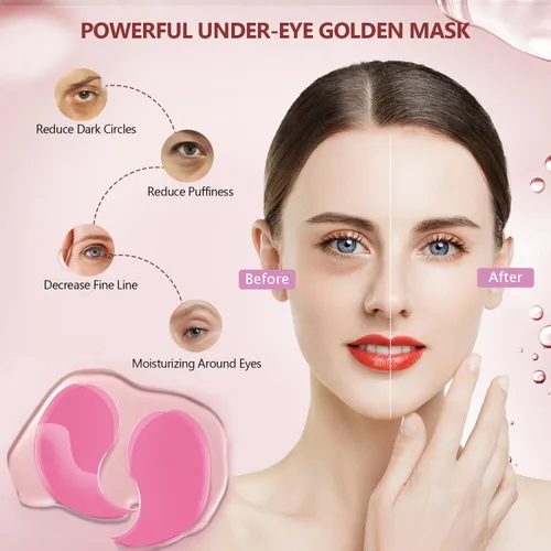 Vista 5 de 60 parches rosas para debajo de los ojos, 30 pares de máscaras debajo de los ojos para ojeras para tratamiento de ojos hinchados, almohadillas