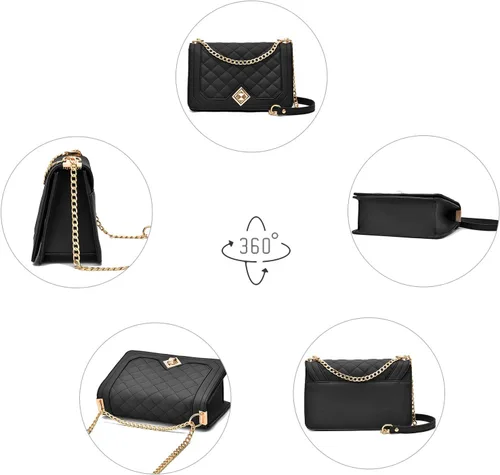 Vista 3 de Travistar Bolsos cruzados para mujer, bolsos pequeños de piel sintética, bolso de hombro, bolso de noche, bolsos acolchados con correa de cadena