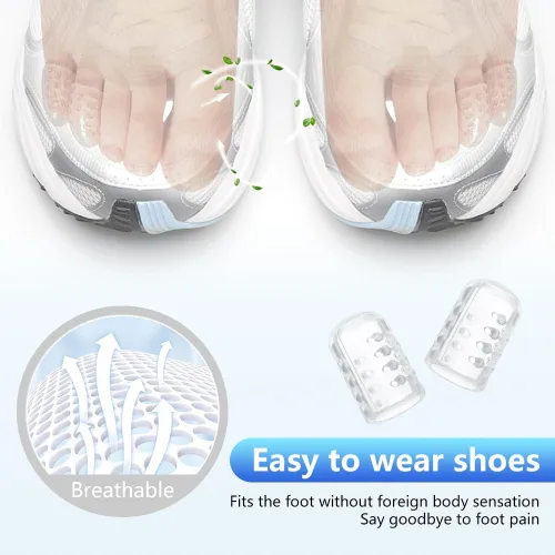 Vista 7 de Protector de Dedos del Pie de Silicona Antifricción, Protectores de Dedos del Pie de Gel Transpirables Cubiertas para Dedos del Pie, Protectores