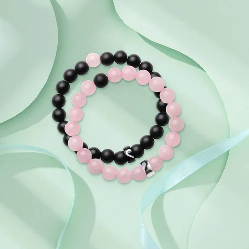 Vista 95 de 2 pulseras magnéticas para parejas, piedra natural negra mate, cristal para votos de amor eterno, juego de pulseras de cuentas de piedra de energía