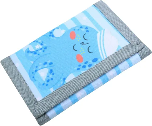 Vista 2 de Carteras infantiles para niñas y niños, cartera de lona triple para exteriores con adhesivo mágico para niños, Pulpo