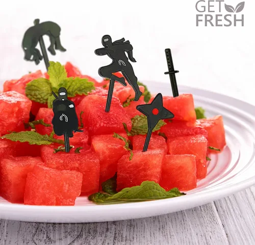 Vista 7 de GET FRESH Palillos de comida ninja para niños – 18 piezas de mini palillos de comida ninja para decoración de almuerzo de niños pequeños – Palillos