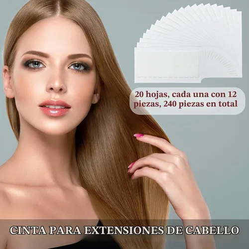 Vista 3 de Leelosp 240 pestañas de cinta de extensión de cabello, cinta de repuesto de doble cara para extensiones de cabello, adhesivo de 1.57 x 0.32