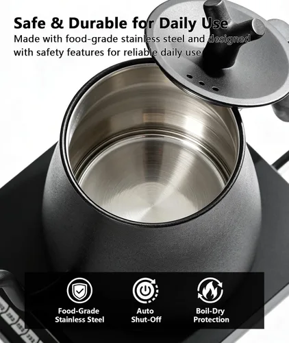 Vista 5 de Hervidor eléctrico de cuello de cisne, hervidor de café con control de temperatura variable, calentamiento rápido de 1200 W, mantiene el calor