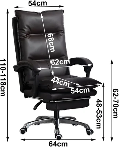 Vista 2 de Silla de oficina de respaldo alto, silla de escritorio para computadora, silla ejecutiva ergonómica, silla giratoria reclinable con reposapiés