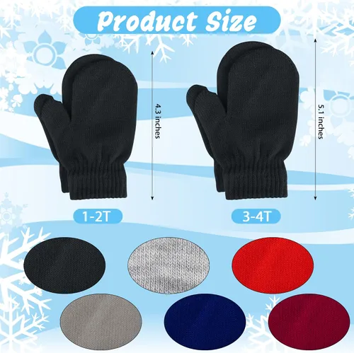 Vista 2 de 6 pares de mitones de invierno para bebés, guantes mágicos de punto para niños y niñas