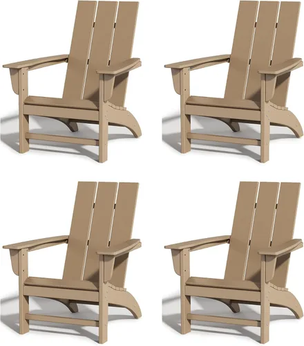 Vista 15 de Silla Adirondack de Madera Sintética Adiromoti, Sillas de Patio Resistente a Todo Clima, Aspecto de Madera, Silla Pre-Ensamblada para Fuego al Aire