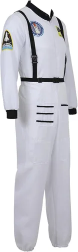 Vista 2 de Disfraz de astronauta para hombre, traje de hombre espacial, traje de piloto, traje de prisionero, disfraz de Halloween para adultos
