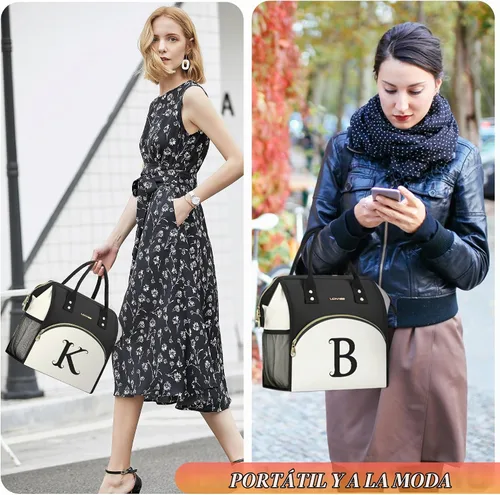 Vista 8 de Bolsa de almuerzo personalizada para mujer, elegante, reutilizable, aislada, con iniciales, para amiga, grande, de apertura ancha, resistente al