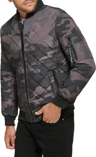 Vista 3 de Calvin Klein chamarra de aviador con detalle de cremallera acolchada para hombre
