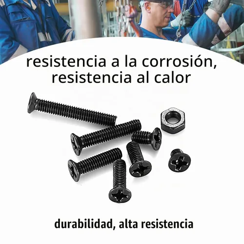 Vista 5 de Xujinsongg® Juego de tornillos de cabeza plana M3 y tuercas hexagonales, kit de 380 piezas de tornillos y tuercas Phillips negros con cabeza